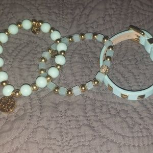 Rustic Cuff - Mint & Gold Stack